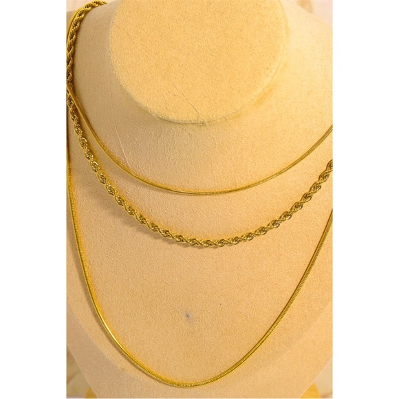 Stainless Steel 18K Gold-Plated Triple Layer Necklace - Picture 4 of 6